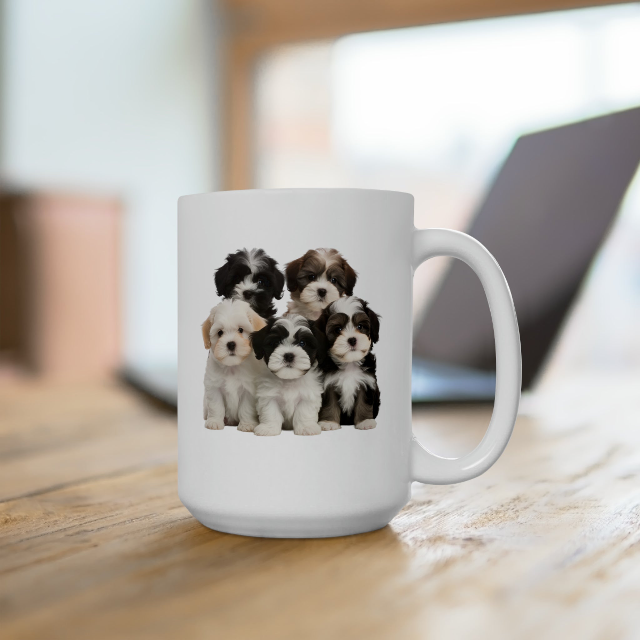 Bichon Shih Tzu Mix Puppies - Ceramic Mug 15oz